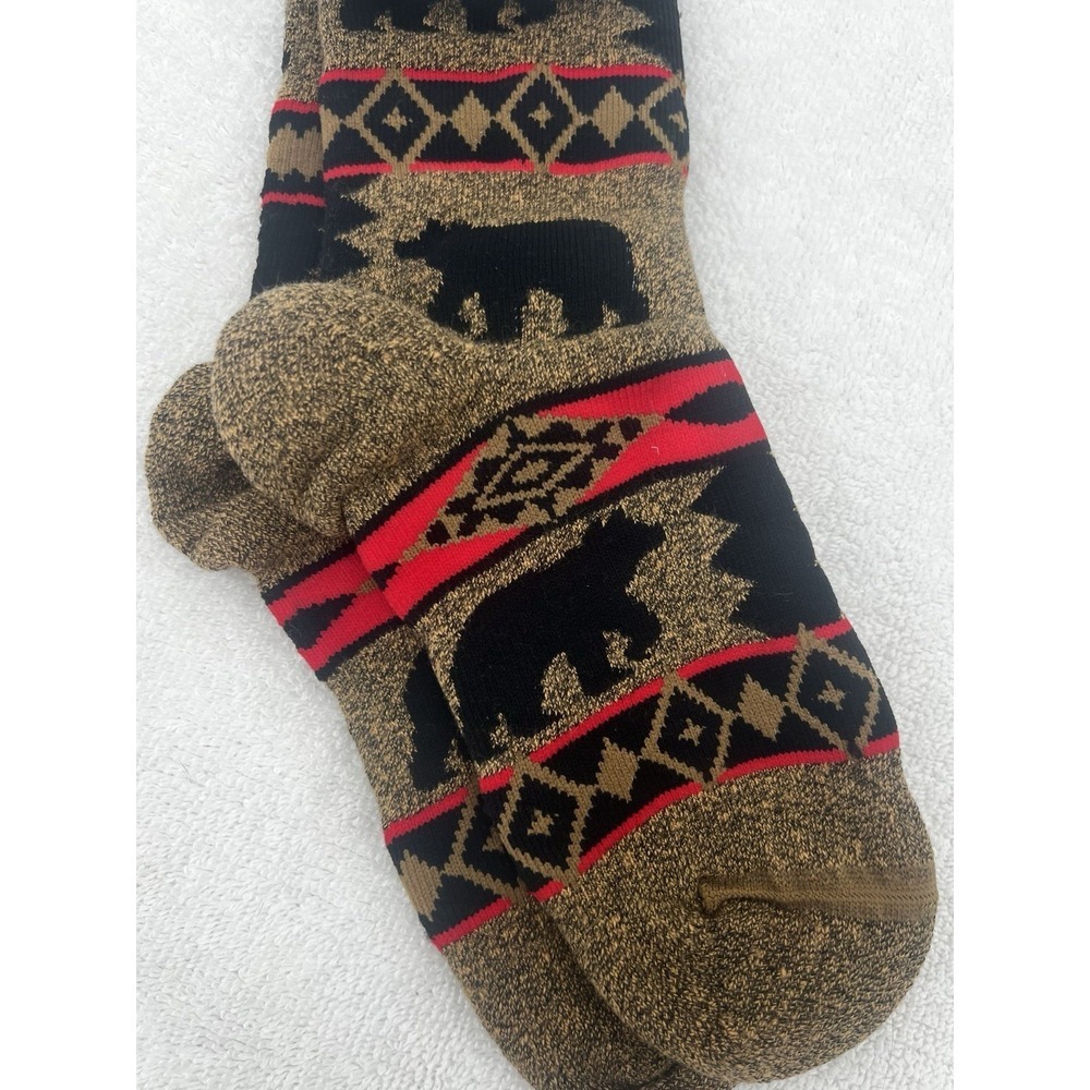 Youth Medium Yellowstone Brown Black Bear Socks Thick Warm Cozy - Picture 4 of 6